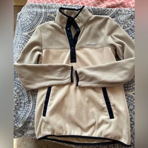Women’s Columbia Beige Pullover Fleece Sweater with Blue trim